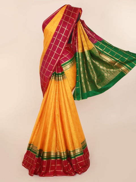 

Pothys Yellow Solid Pure Silk Saree