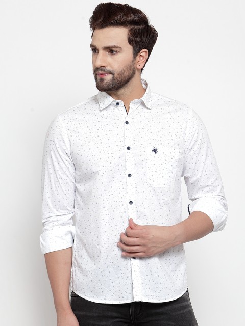 

Cantabil Men White & Blue Slim Fit Printed Casual Shirt