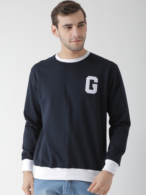 

GRIFFEL Men Navy Blue & Navy Blue Solid Sweatshirt