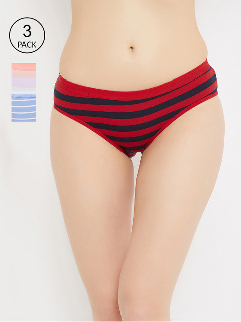 

ALIZA Women Pack of 3 Striped Hipster Briefs PANTY_MULTI.S_511901, Blue