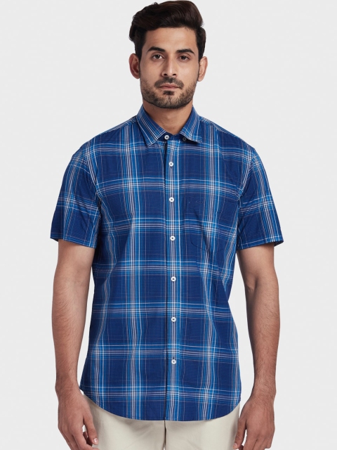 

ColorPlus Men Blue Tailored Fit Checked Casual Shirt