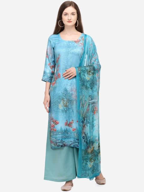 

Stylee LIFESTYLE Women Turquoise Blue Unstitched Dress Material