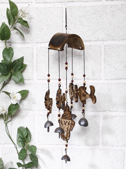 

Unravel India Brown & Beige Bamboo & Copper Bamboo Fish Windchime