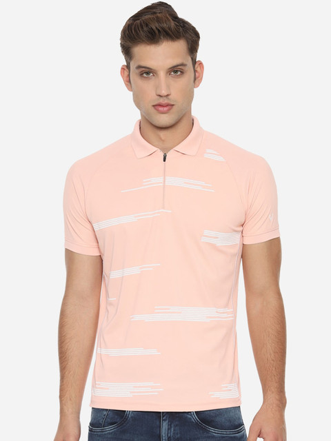 

Solly Sport Men Peach Striped Polo Collar T-shirt