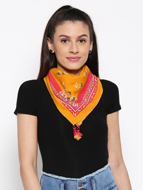 

People Women Mustard Yellow & Red Floral Printed Scarf