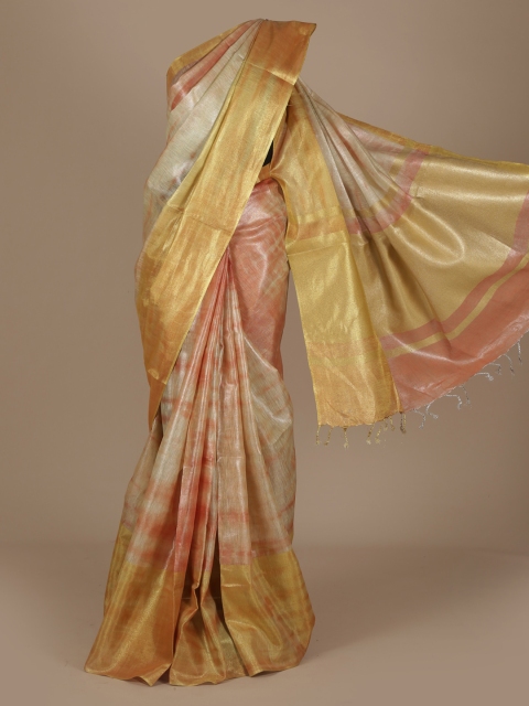 Pothys Mustard Yellow Dyed Pure Linen Saree