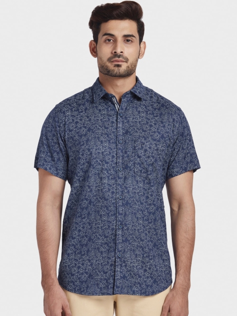 

ColorPlus Men Navy Blue Tailored Fit Printed Casual Shirt