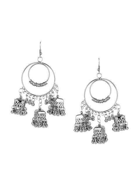 

DESI COLOUR Silver-Toned Contemporary Drop Earrings