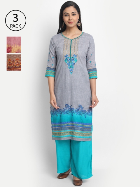 

7Threads Women Multicoloured Printed Straight Kurta, Multi