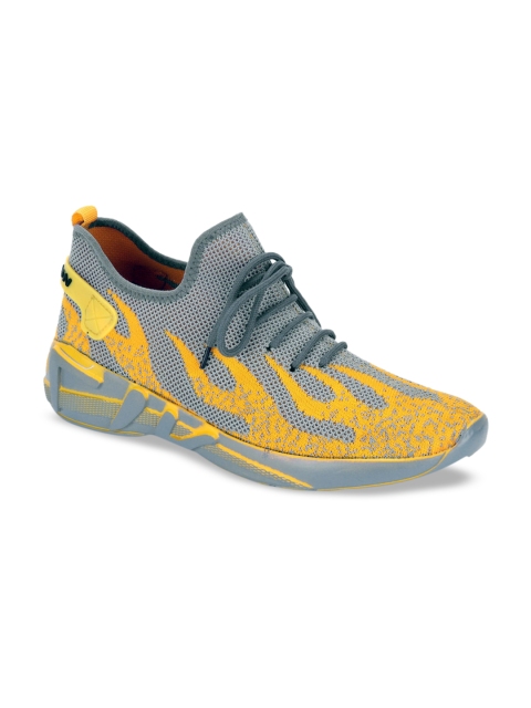 

AVAENS Men Yellow & Grey Mesh Running Shoes