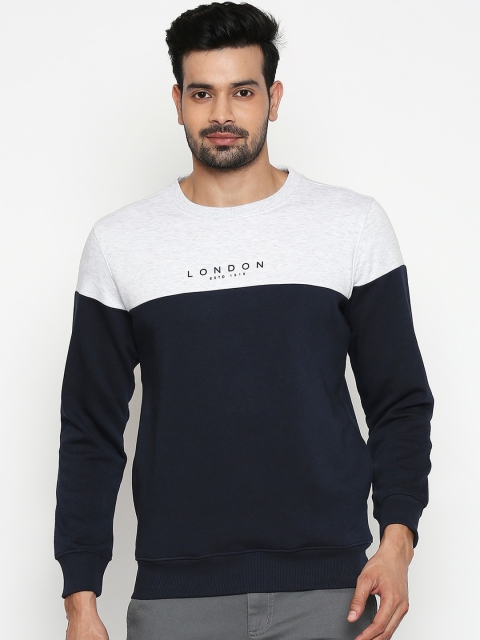 

BYFORD by Pantaloons Men Grey & Navy Blue Colourblocked Sweatshirt