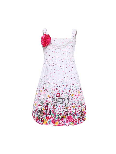

Aarika Girls White Printed A-Line Dress