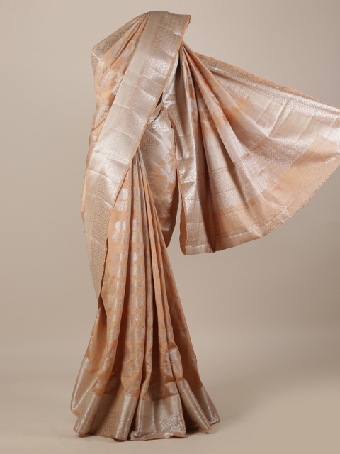

Pothys Taupe & Silver-Toned Jute Silk Woven Design Saree
