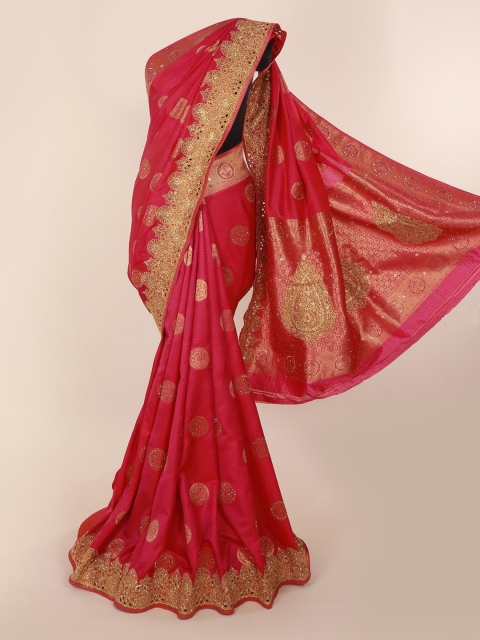 

Pothys Magenta Pure Silk Embellished Banarasi Saree
