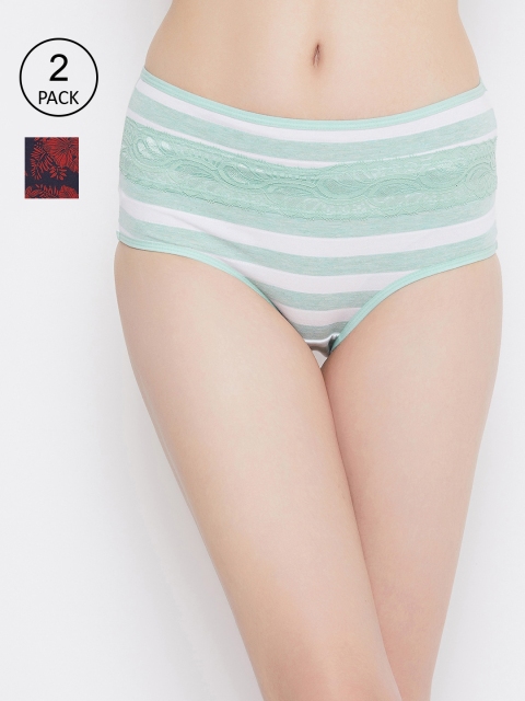 

Clovia Women Pack Of 2 Hipster Briefs COMPNC902, Green
