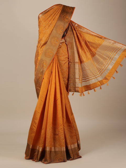 

Pothys Mustard Woven Design Jute Silk Saree