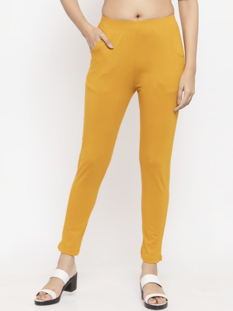 

NEUDIS Women Mustard Yellow Solid Skinny-Fit Treggings
