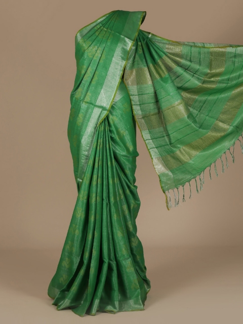 

Pothys Green Woven Design Pure Linen Saree