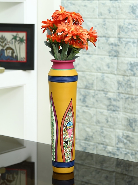 

Aapno Rajasthan Yellow & Pink Worli Painting Handcrafted Terracotta Vase