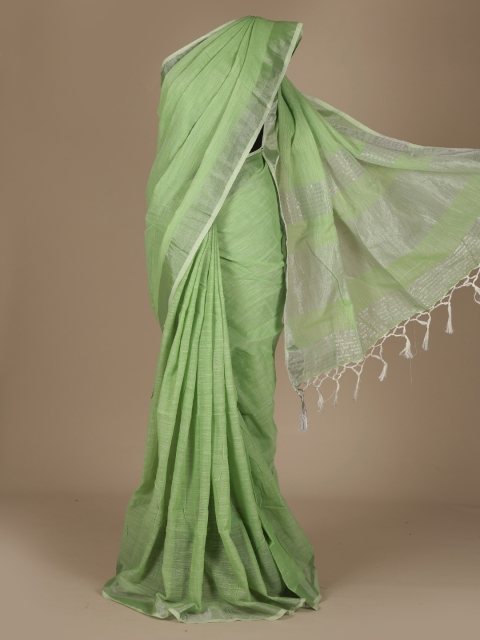 

Pothys Green Solid Pure Linen Saree