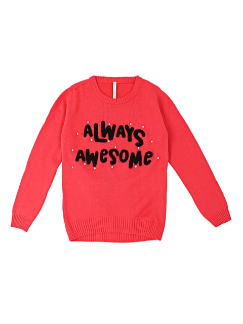

Pantaloons Junior Girls Red & Black Embroidered Pullover Sweater