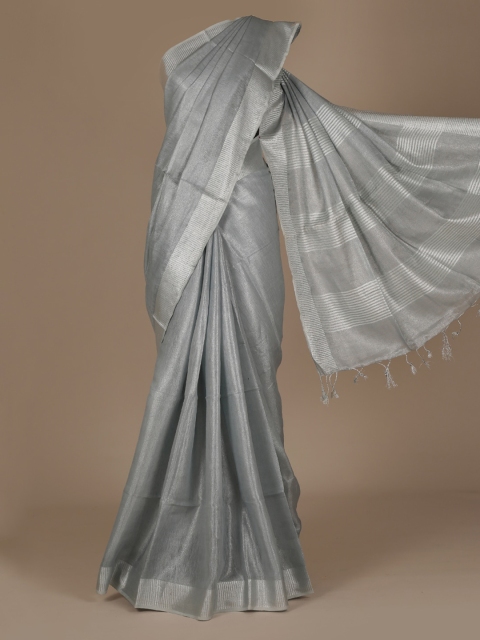 

Pothys Grey Solid Pure Linen Saree