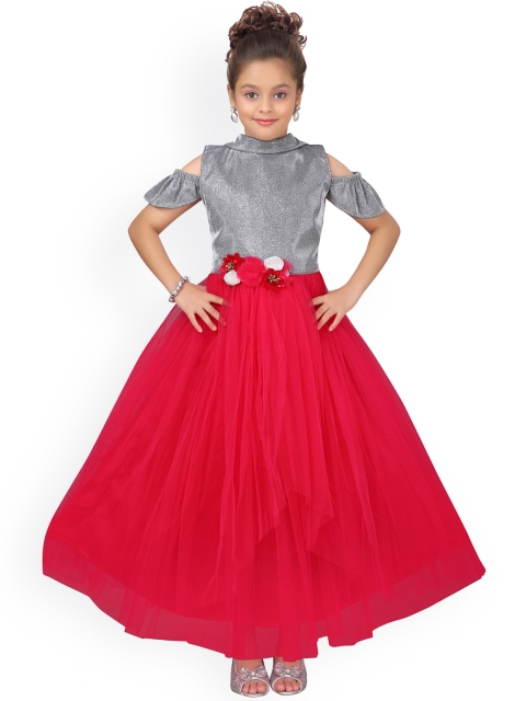 

Aarika Girls Pink Colourblocked Maxi Dress