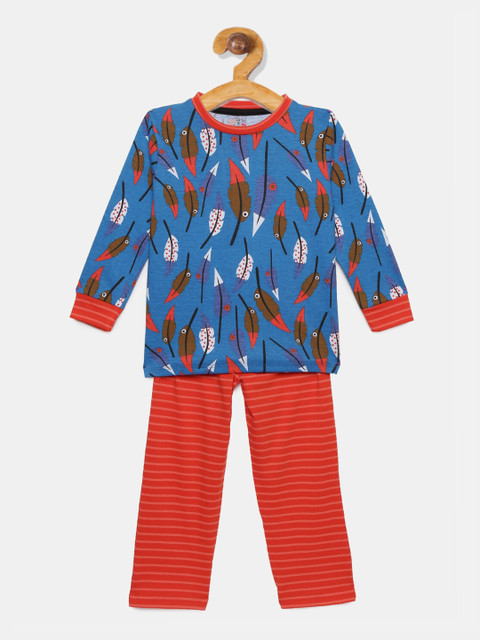 

ventra Boys Blue & Red Printed Night Suit