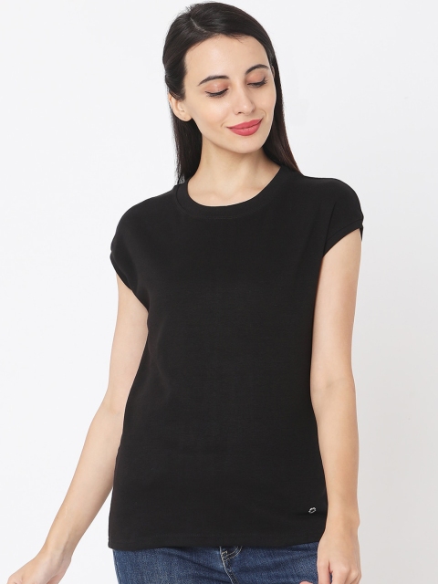 

Deal Jeans Women Black Solid Round Neck T-shirt