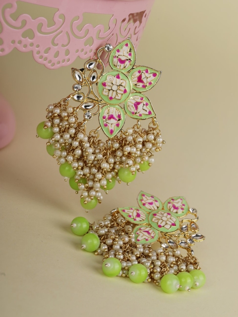 

Priyaasi Green & White Contemporary Jhumkas