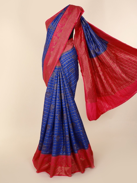 Pothys Blue Striped Saree