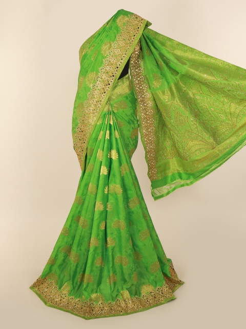 

Pothys Green Pure Silk Embellished Banarasi Saree