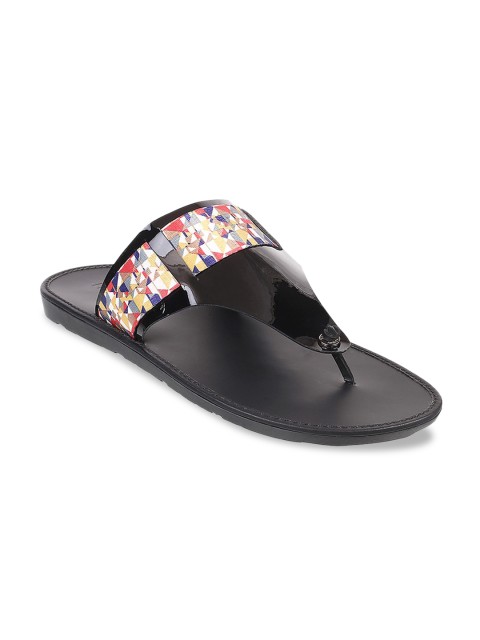 

Mochi Men Black & Beige Printed Comfort Sandals