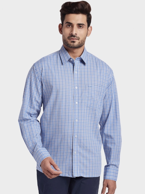 

ColorPlus Men Blue Regular Fit Checked Casual Shirt