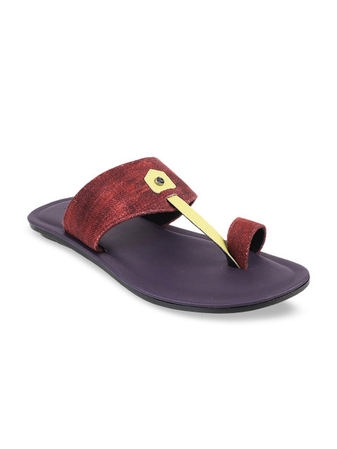 

Mochi Men Maroon & Yellow Solid Comfort Sandals