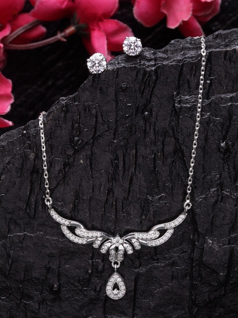

Clara 92.5 Sterling Silver Rhodium-Plated White CZ-Studded Jewellery Set