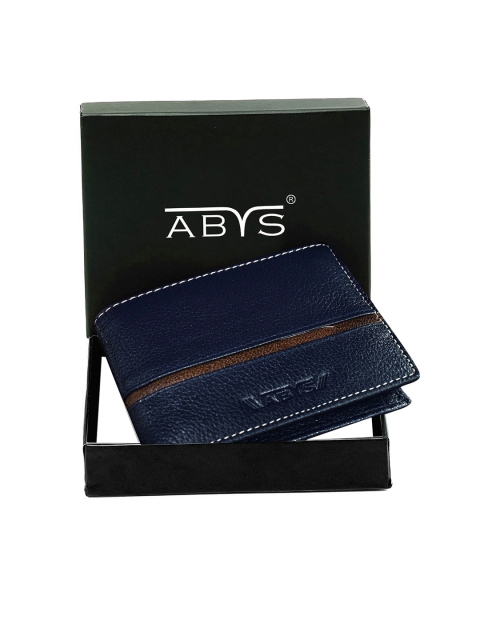 

ABYS Unisex Navy Blue & Tan Brown Genuine Leather Accessory Gift Set
