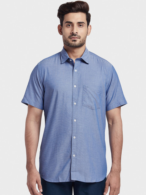 

ColorPlus Men Blue Tailored Fit Self Design Casual Shirt