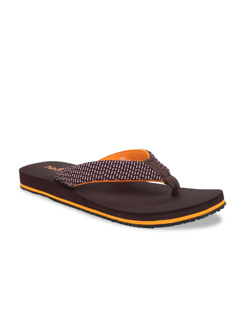 

Bata Men Brown & Orange Self-Design Thong Flip-Flops