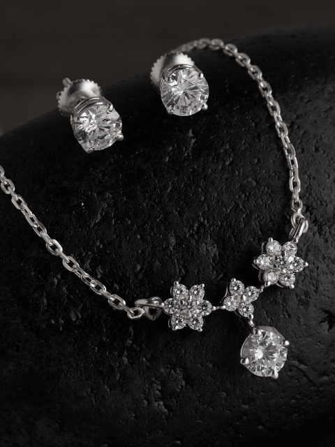 

Clara 92.5 Sterling Silver Rhodium-Plated White CZ-Studded Jewellery Set