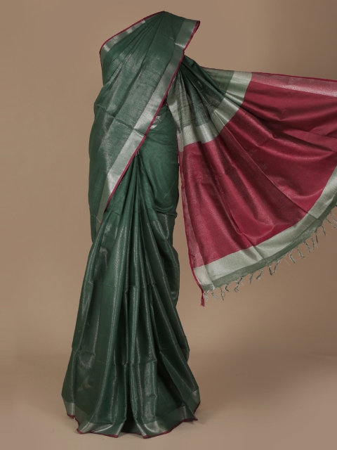

Pothys Green Solid Pure Linen Saree