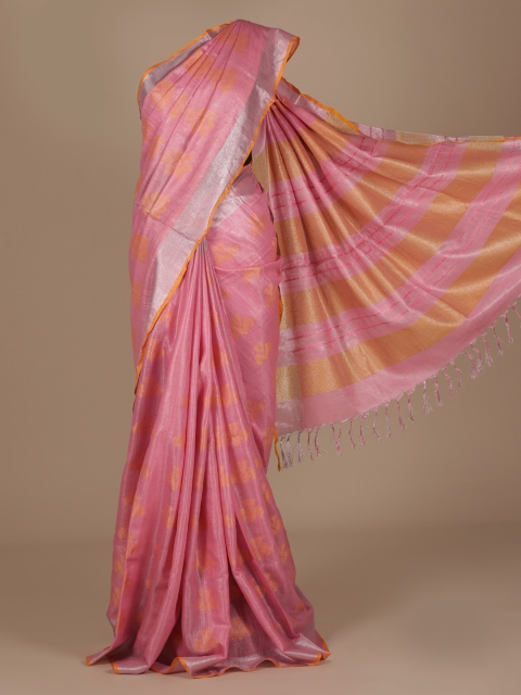 

Pothys Pink Woven Design Pure Linen Saree