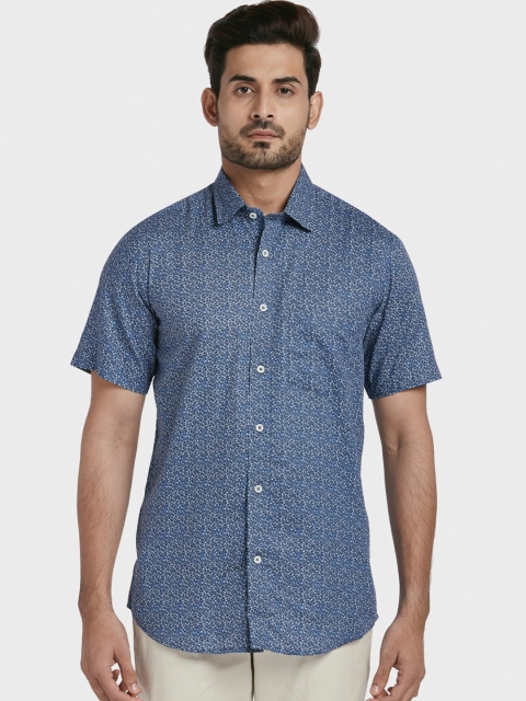 

ColorPlus Men Navy Blue Tailored Fit Printed Casual Shirt