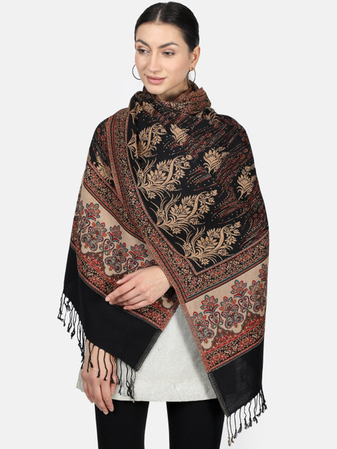

Monte Carlo Women Black & Beige Woven Design Stole