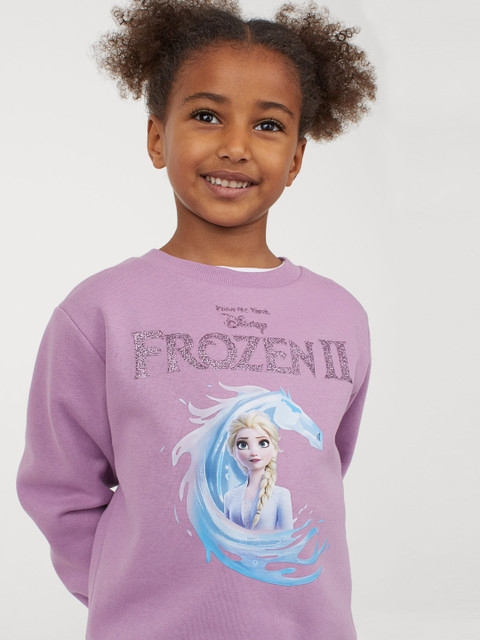 

H&M Girls Lavender Printed sweatshirt