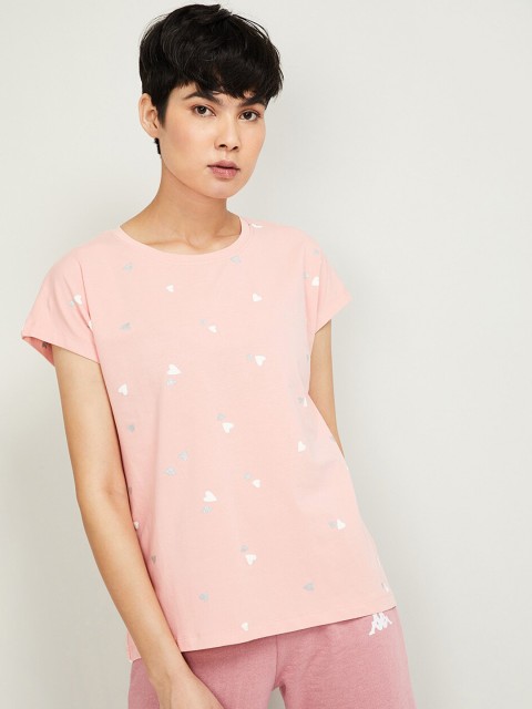 

Ginger by Lifestyle Women Pink & White Printed Lounge T-shirts