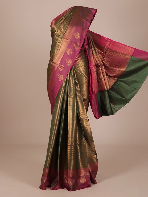 

Pothys Green & Pink Jute Silk Woven Design Saree