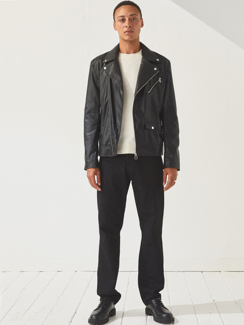 

H&M Men Black Solid Biker Jacket