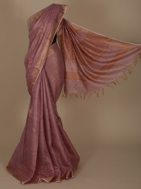 

Pothys Lavender Solid Linen Blend Saree