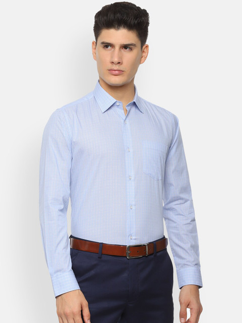 

Van Heusen Men Blue & Off-White Slim Fit Checked Formal Shirt